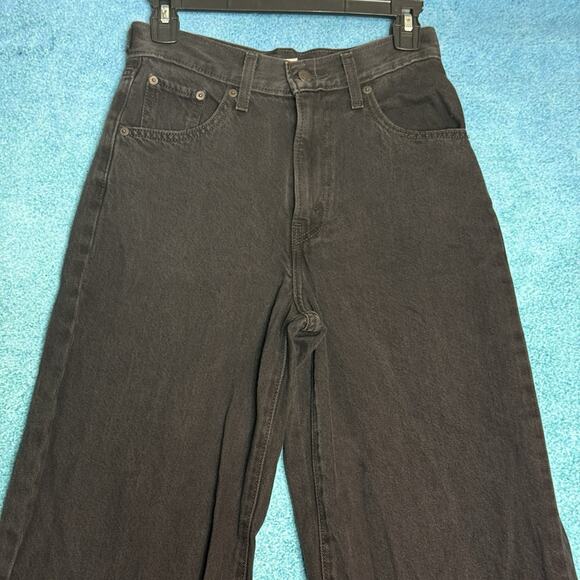 Levi's Women's High-Rise Cinch Baggy Carpenter Jeans Size 25 Fits 26x30 Black - Picture 2 of 16